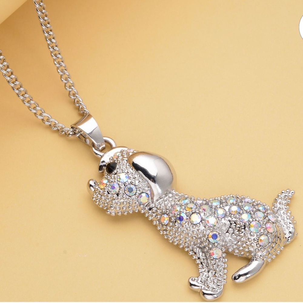 Black and Mystic White Austrian Crystal Dog Pendant
Necklace 29-31 Inches! - Picture 3 of 11